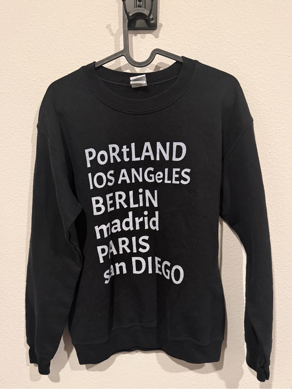 Urban Outfitters Black Crewneck Sweatshirt with White City Print